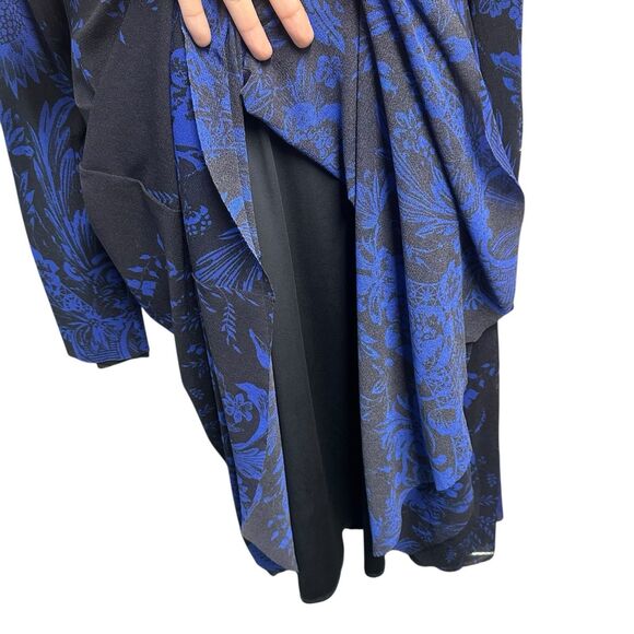 FUZZI Jean Paul Gaultier Dress Plus Size 22 Black Blue Floral Pullover Mesh NEW - Picture 7 of 13